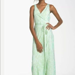 DVF Diane Von Furstenberg Serpent Jersey Wrap Maxi Dress Size 6